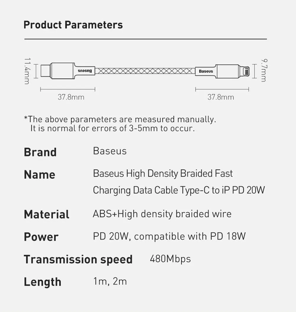baseus usb type c lightning cable power delivery fast charge 20 w 1 m black catlgd 01 14